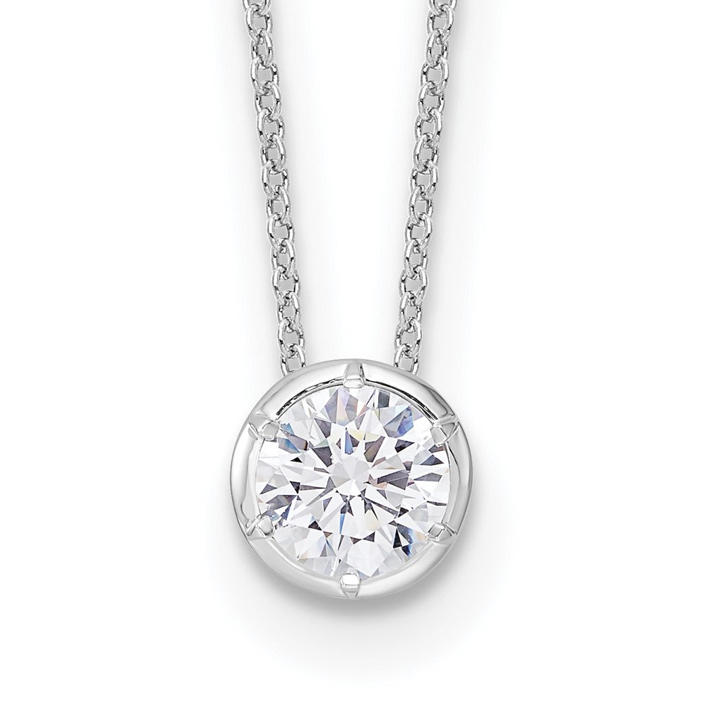 True Origin 14k White Gold 1 carat Lab Grown Diamond VS DEF 18 inch Solitaire Slide Necklace