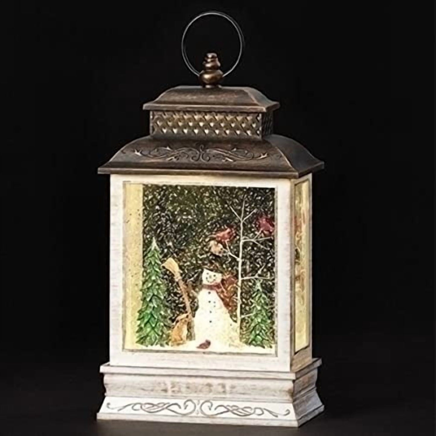 Roman Christmas - Lighted Snowman and Cardinals Lantern, 10.5" H, Christmas Collection, Plastic, Christmas Giftware, Inspirational, Durable, Long Lasting, Beautifully Detailed, Battery Operated
