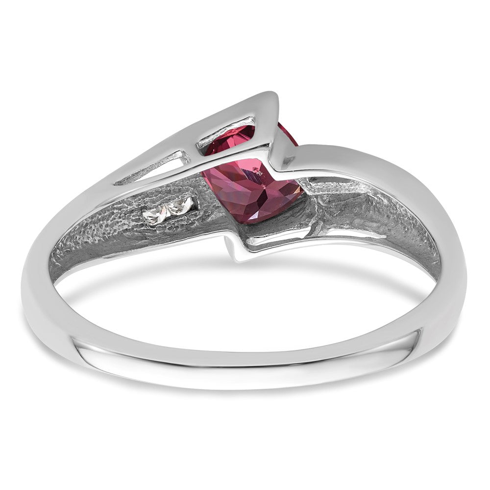 Sterling Silver CR Ruby & Diamond Ring