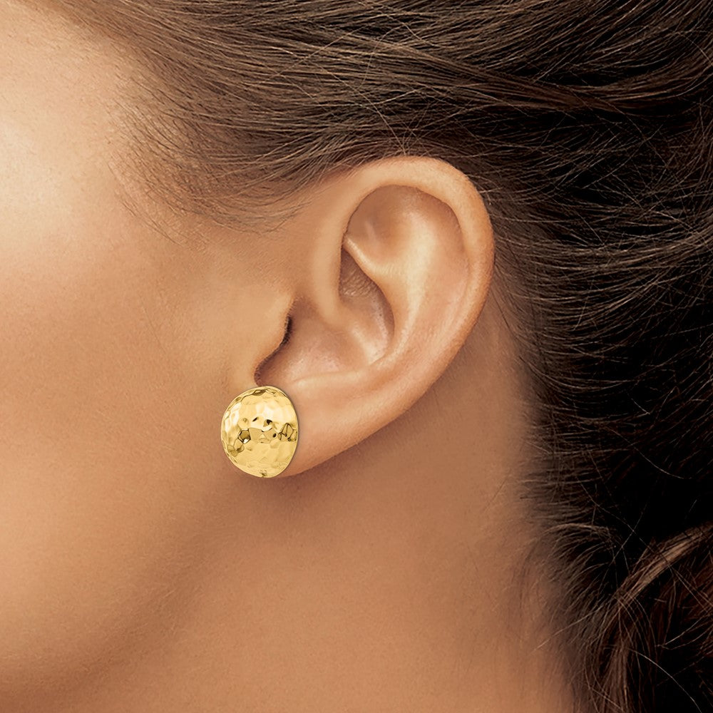 14k Hammered Half Ball Post Earrings