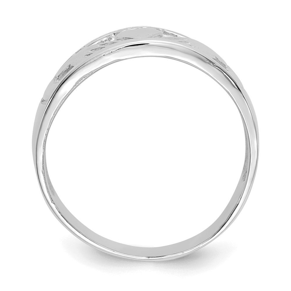 14k White Gold Ladies Claddagh Band Size 6