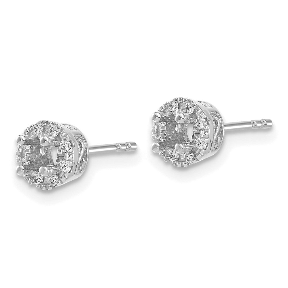 14K White Gold Diamond Semi-Mount Stud Earrings