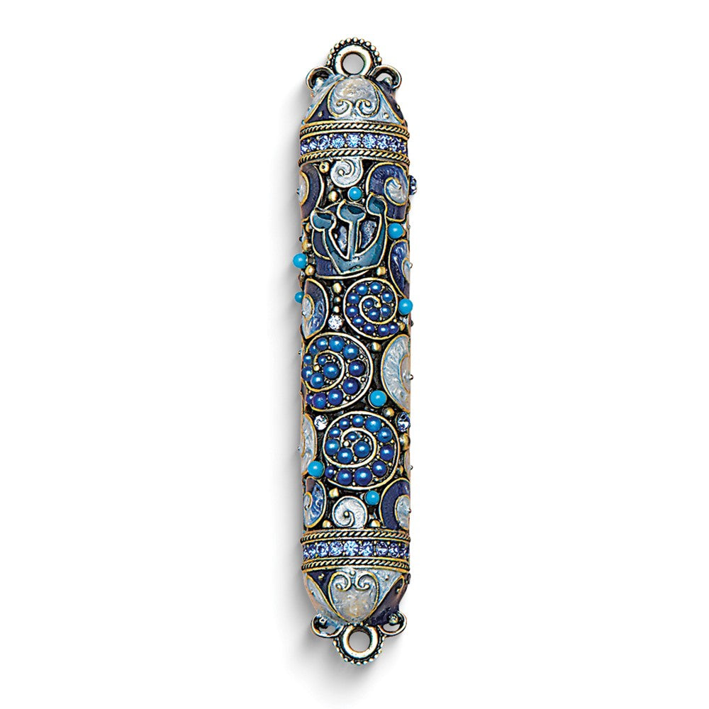 Silver-tone Enameled and Jewel-tone Mezuzah