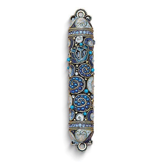 Silver-tone Enameled and Jewel-tone Mezuzah