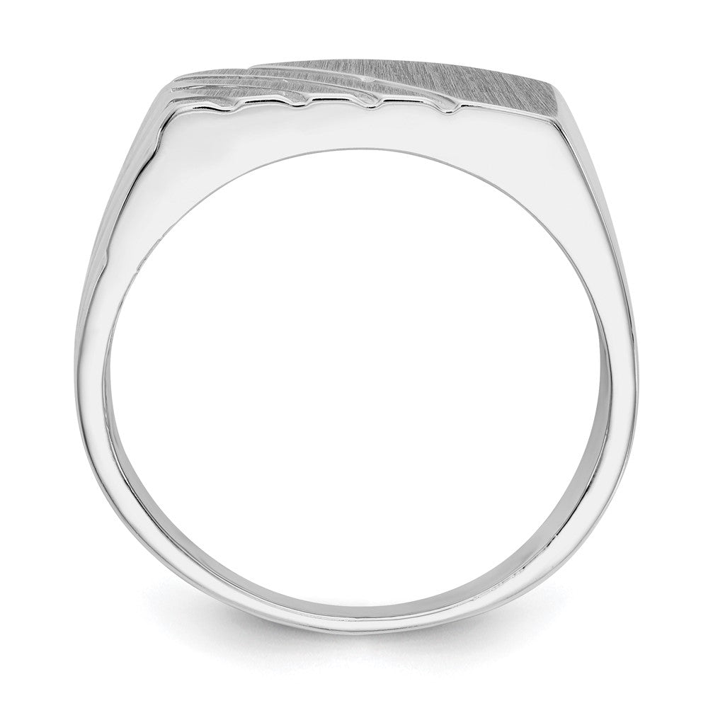 14k White Gold 7.5mm x 16.3mm Open Back Men's Signet Ring Size 11