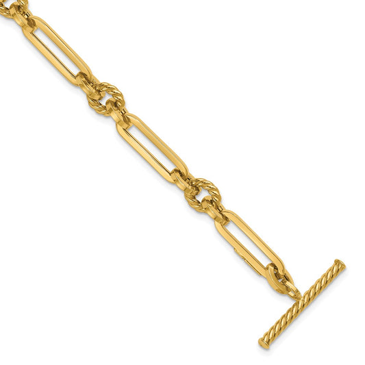 14K Polished Fancy Link Toggle Bracelet 7.5  inches