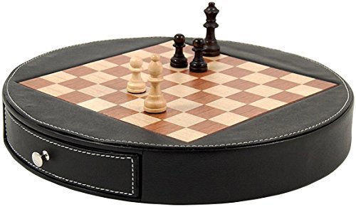 Bey-Berk International G545 Leather & Wood Chess Set, Black