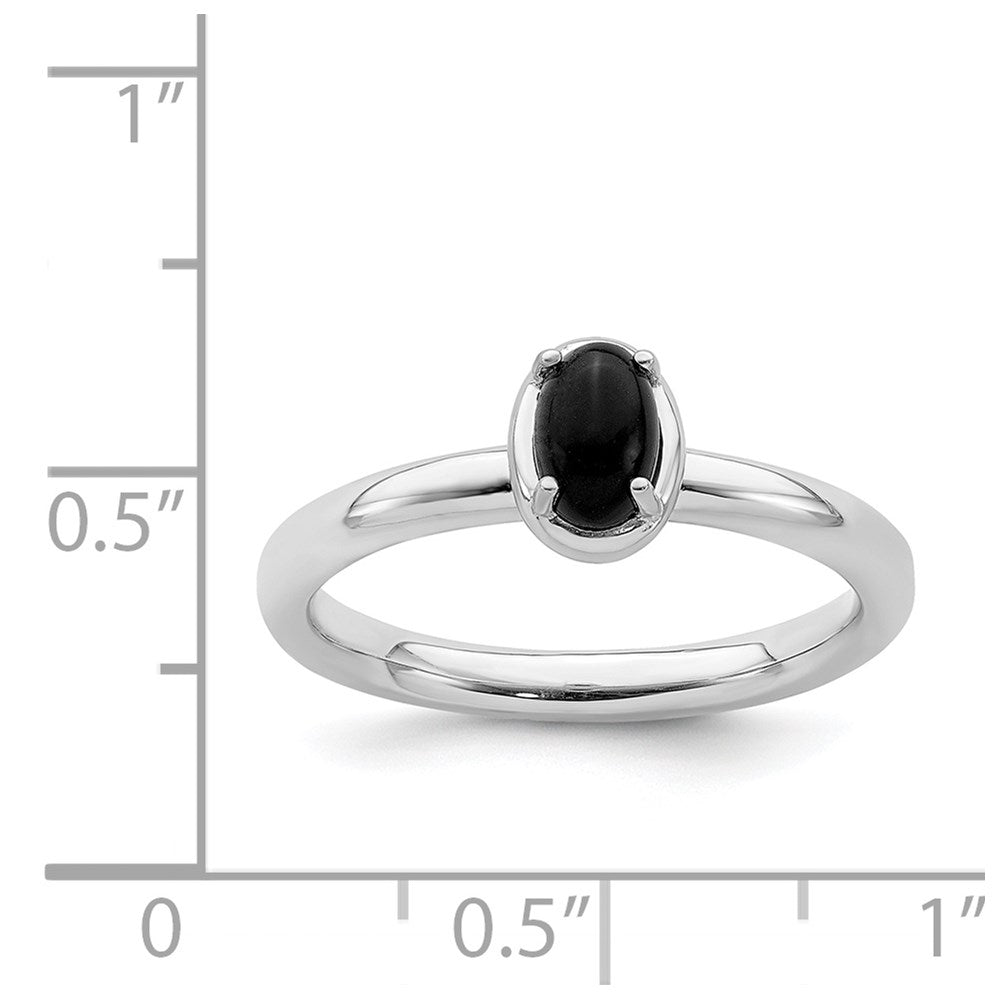 Sterling Silver Stackable Expressions Onyx Polished Ring Size -5