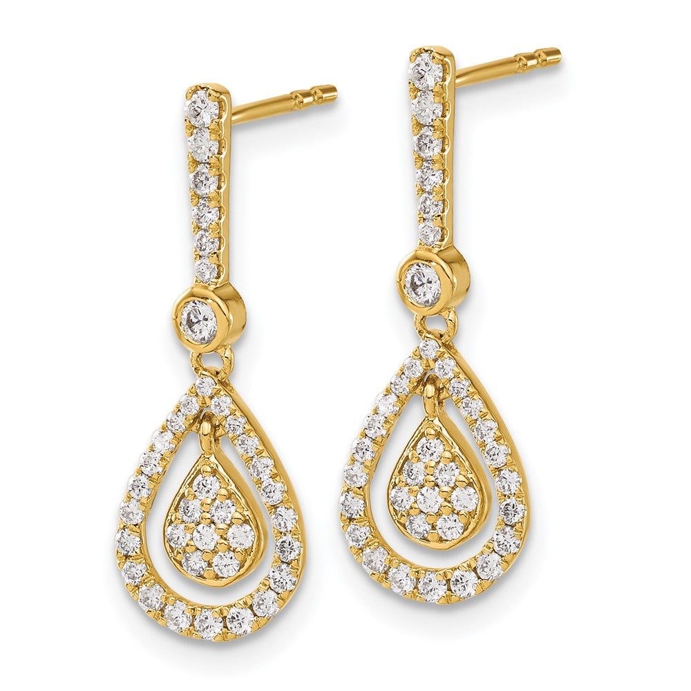 14k Diamond Fancy Teardrop Dangle Post Earrings