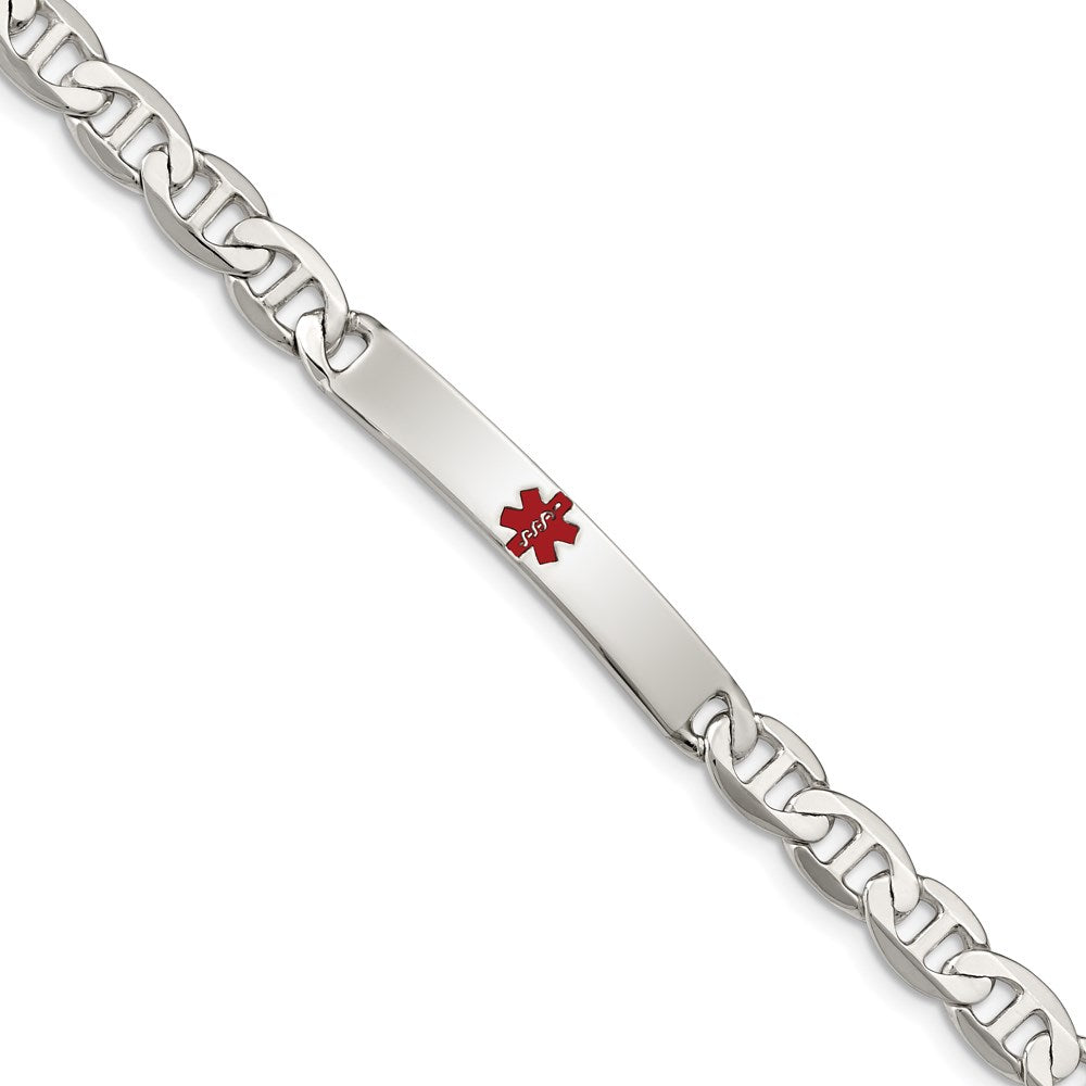 Sterling Silver Polished Medical Anchor Link ID Bracelet 7.5 inches