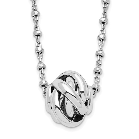Sterling Silver Rhodium-plated Polished Love Knot D/C Chain Necklace 18 Inches