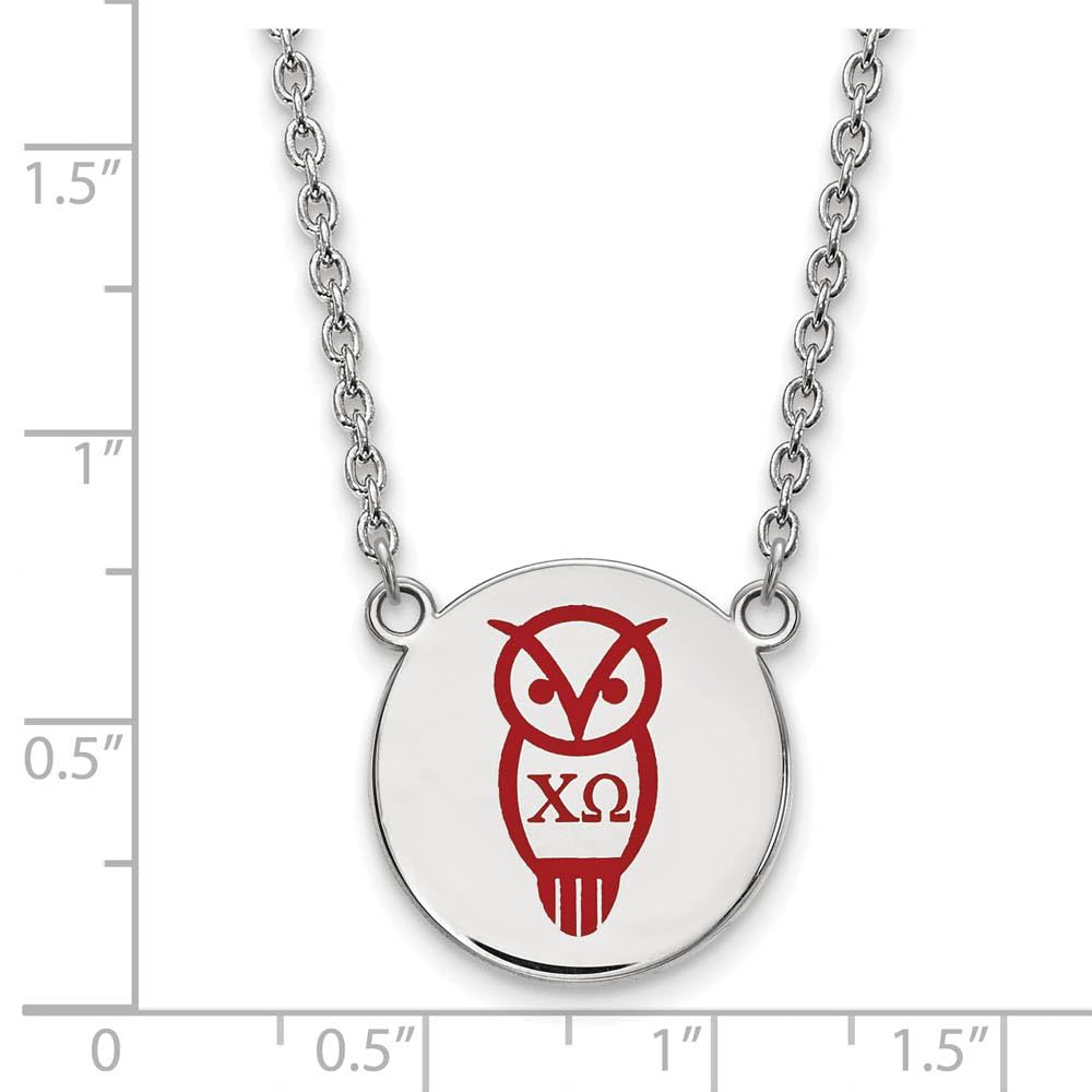 Sterling Silver 18in Official Licensed Greek Sororities Chi Omega (??) Small Enamel Pendant w/Necklace