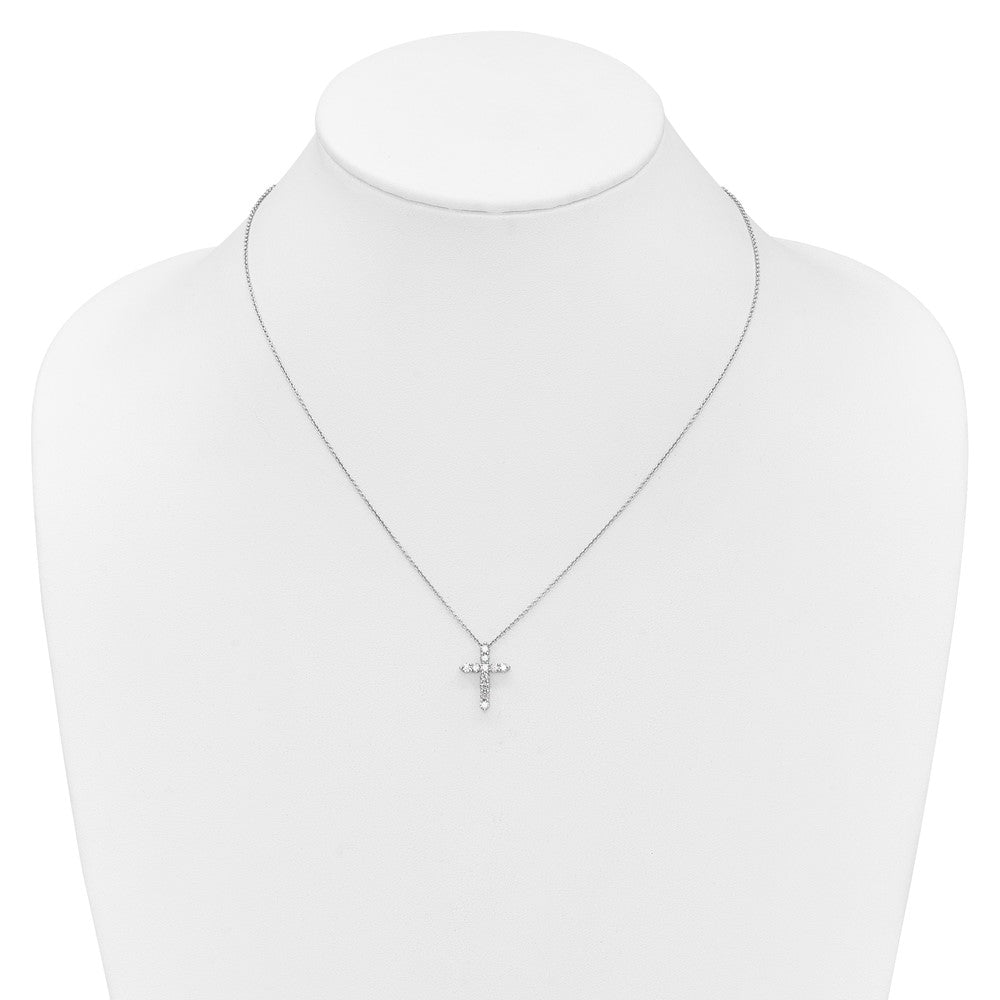 14k White Gold Diamond Cross 18 inch Necklace