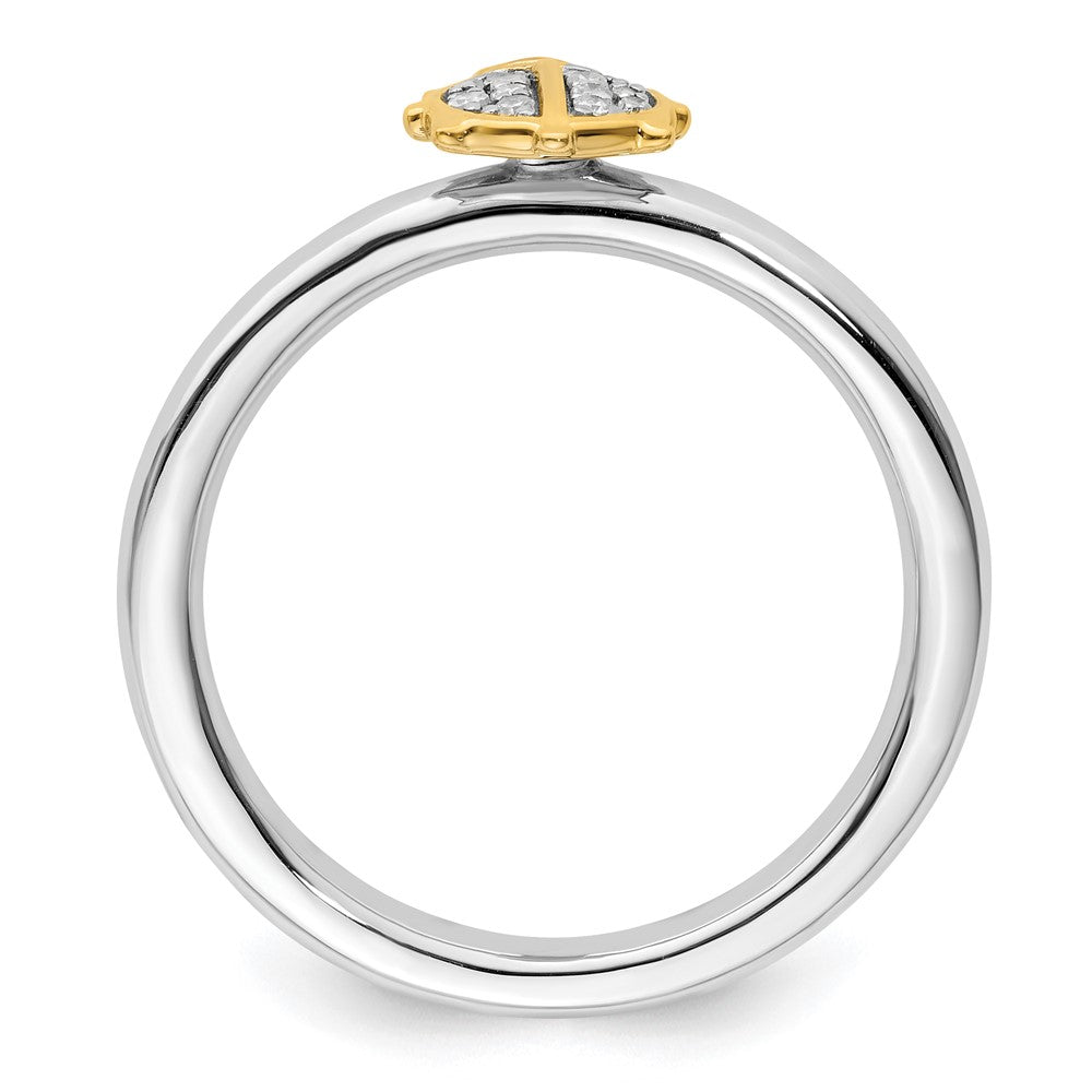 Sterling Silver Stackable Expressions Gold-Plated Ladybug Dia. Ring Size -5