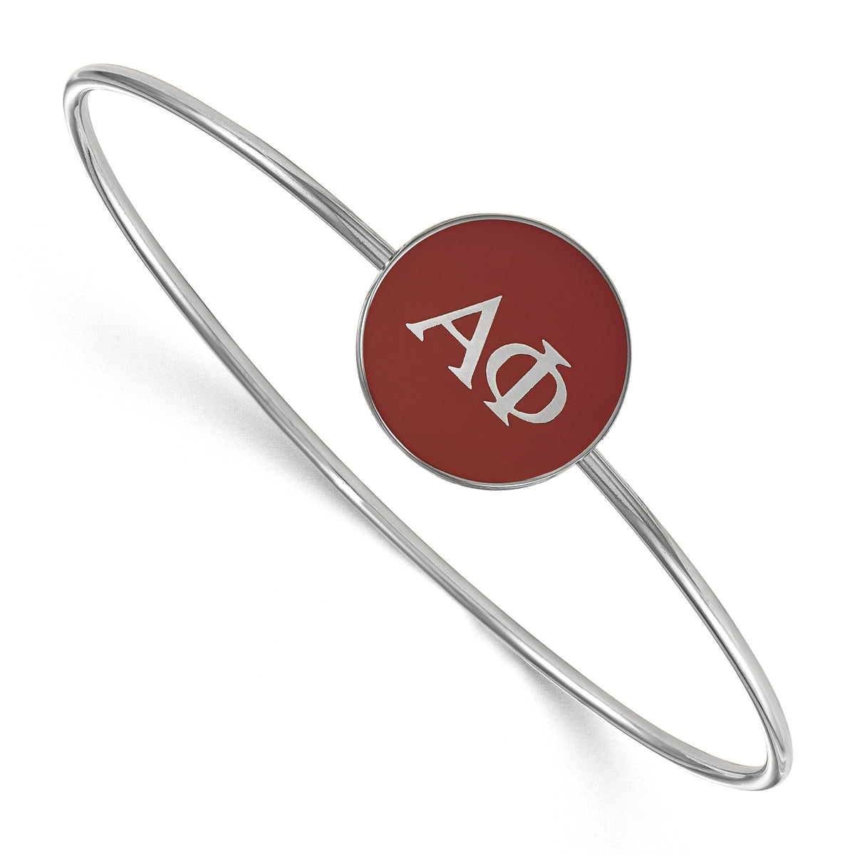 LogoArt Sterling Silver Rhodium-plated Alpha Phi Enameled Slip-on Bangle