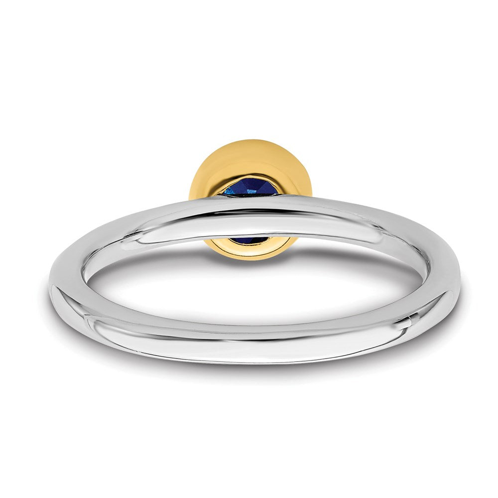 Sterling Silver Stackable Expressions w/Gold-plated Cr. Sapphire Ring Size -8