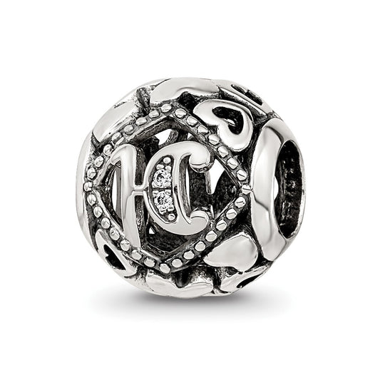 Sterling Silver Reflections CZ Letter H Bead