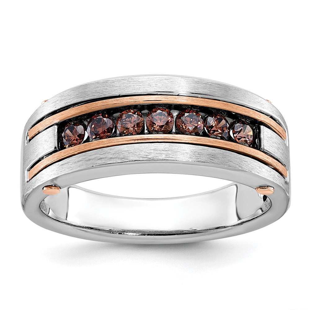 IBGoodman 14k White and Rose Gold Men's Polished and Satin 7-Stone Ring Mounting
