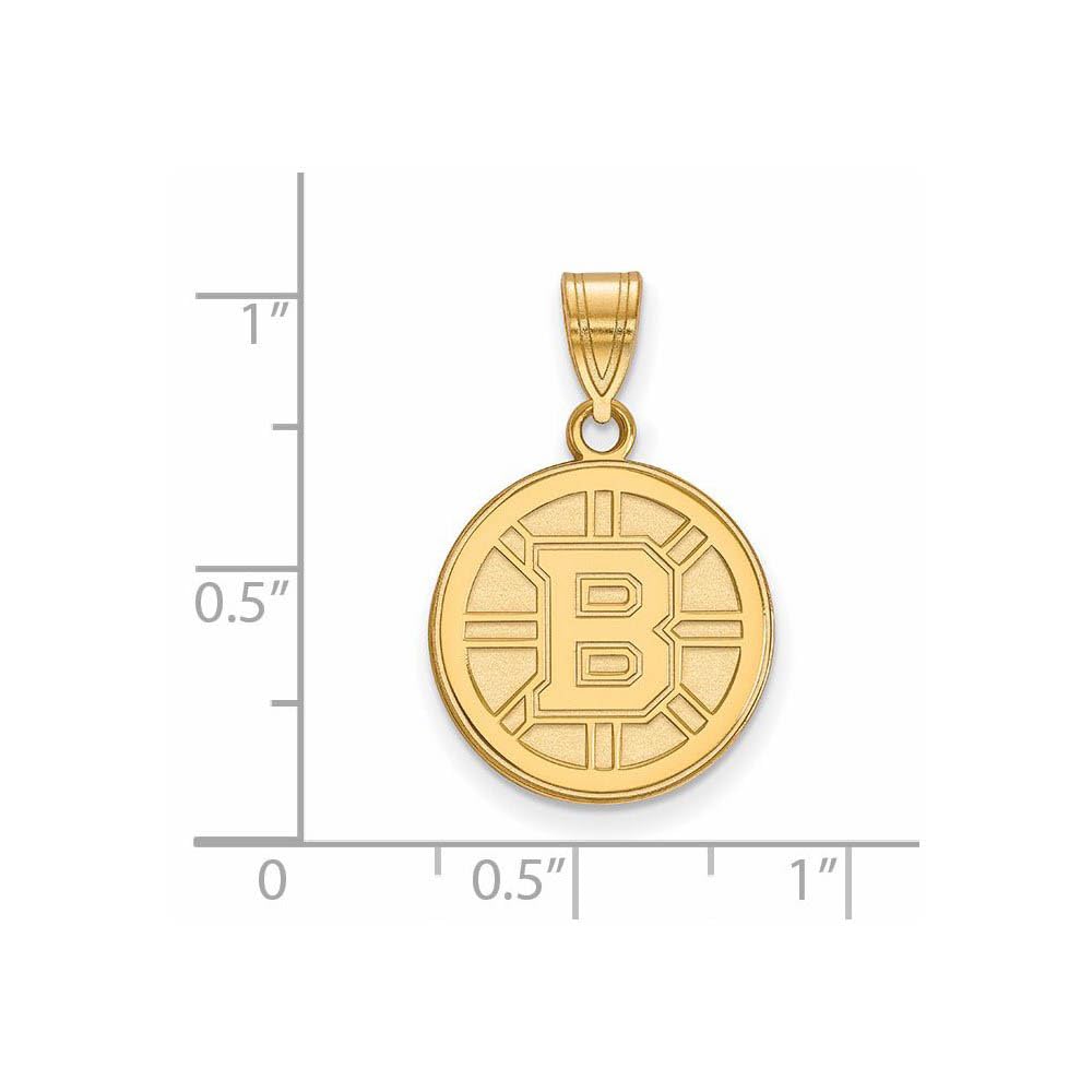 Sterling Silver Gold Plated NHL LogoArt Boston Bruins Medium Pendant