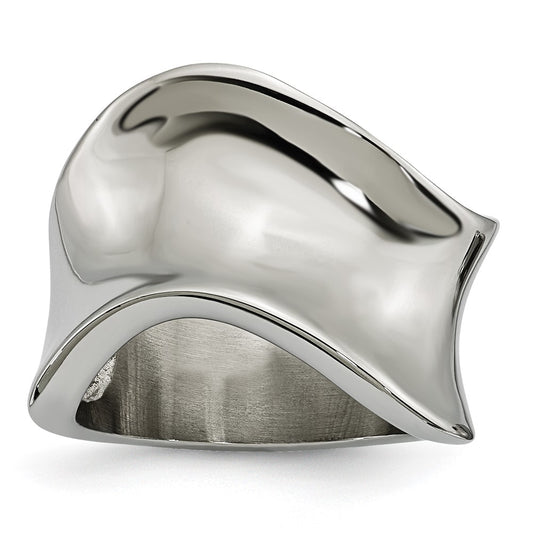 Stainless Steel Polished Wave Ring
