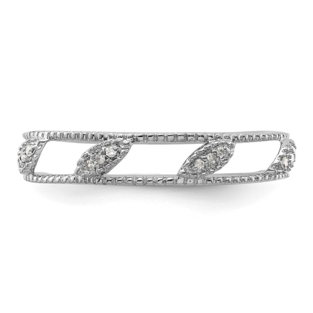 Sterling Silver Stackable Expressions Rhodium-plated Diamond Jacket Ring Size -8