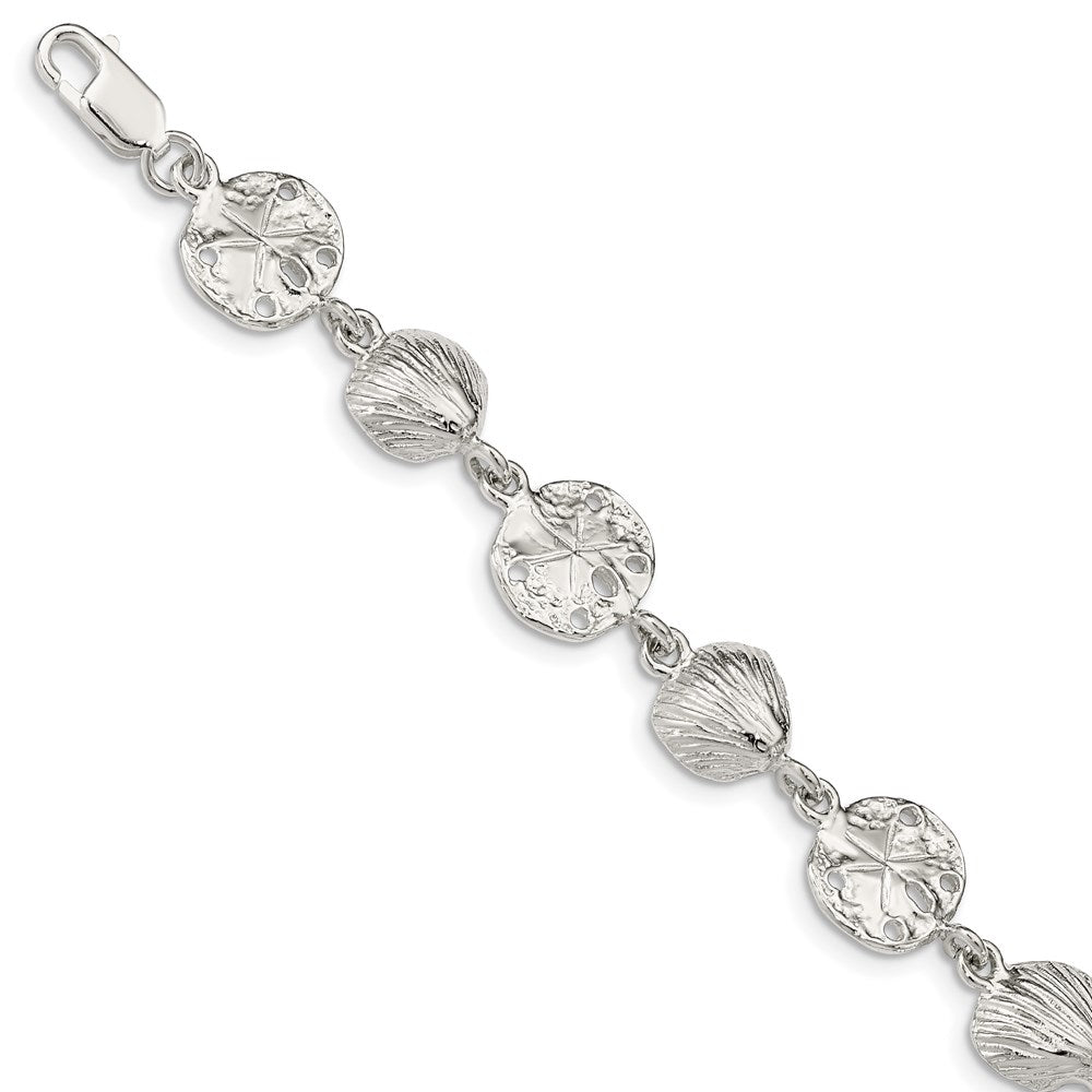 Sterling Silver Seashells and Sand Dollars Bracelet 7 inches