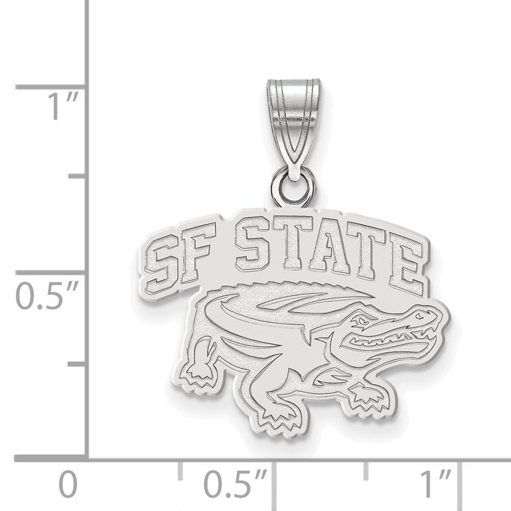Sterling Silver Rhodium Plated San Francisco State U. Medium Pendant