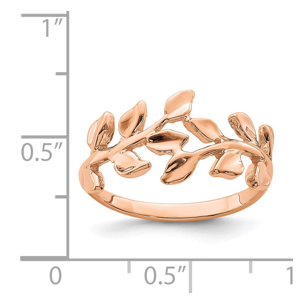 14K Rose Polished Leaf Ring Size 7