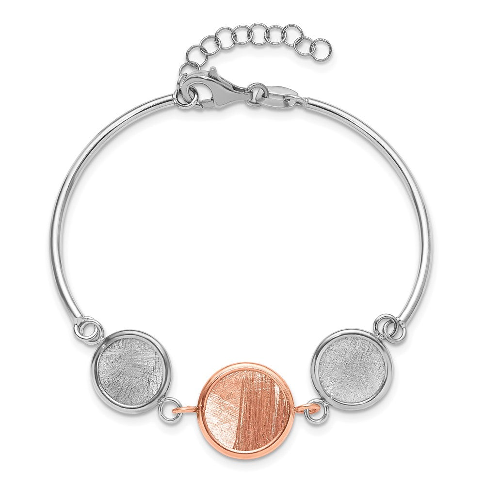 SS Rh-plat/Rose-tone Radiant Essence Polished/Scratch Bracelet 6  inches