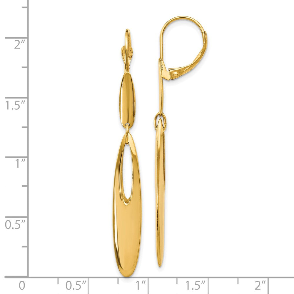 14K Polished Leverback Dangle Earrings