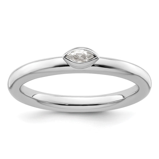 Sterling Silver Stackable Expressions White Topaz Ring Size -10