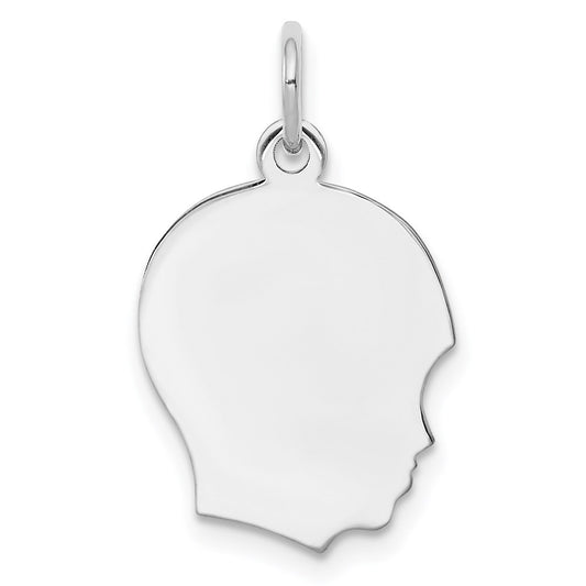 Sterl Silver Rh-plt Engraveable Boy Polished Front/Satin Back Disc Charm