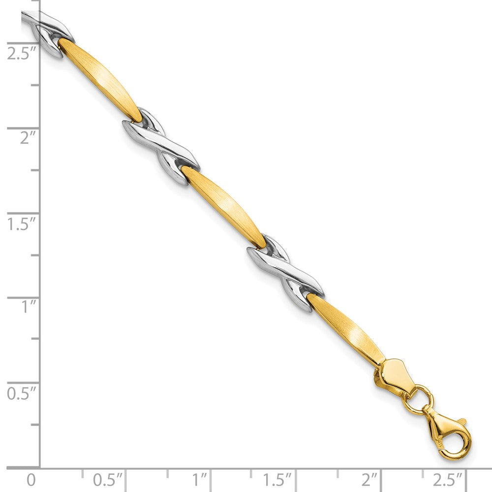 10k Two-tone Polished and Brushed Bracelet 7.5  inches