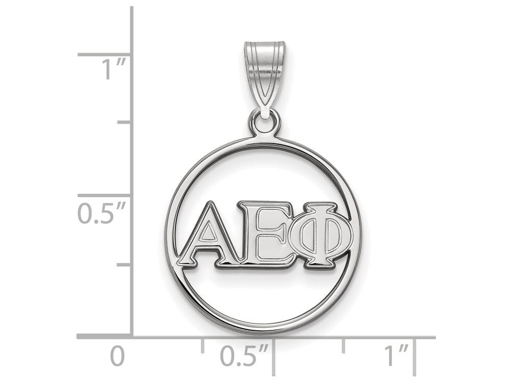 Sterling Silver Official Licensed Greek Sororities Alpha Epsilon Phi Small Circle Pendant