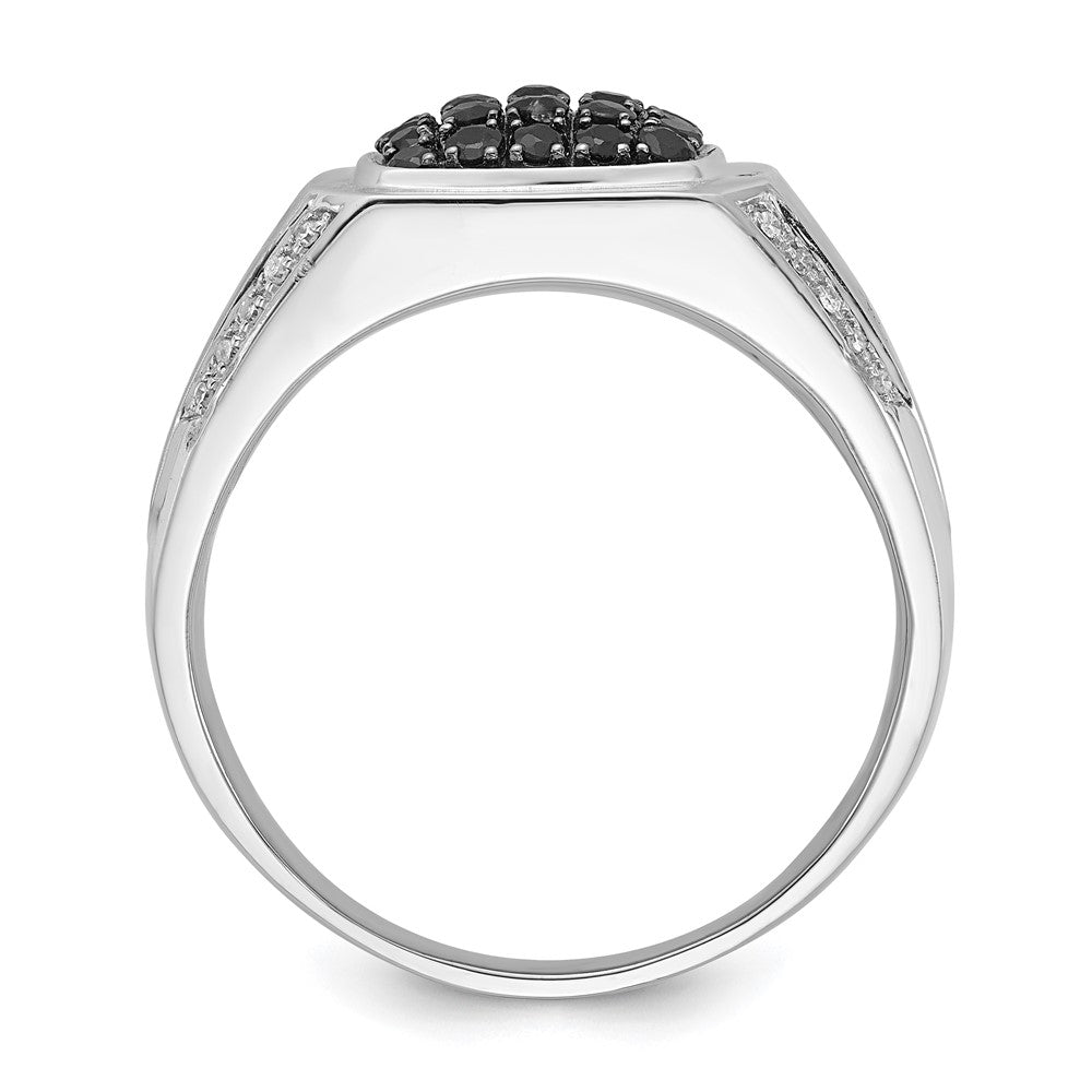 Sterling Silver Black Sapphire & Diamond Ring