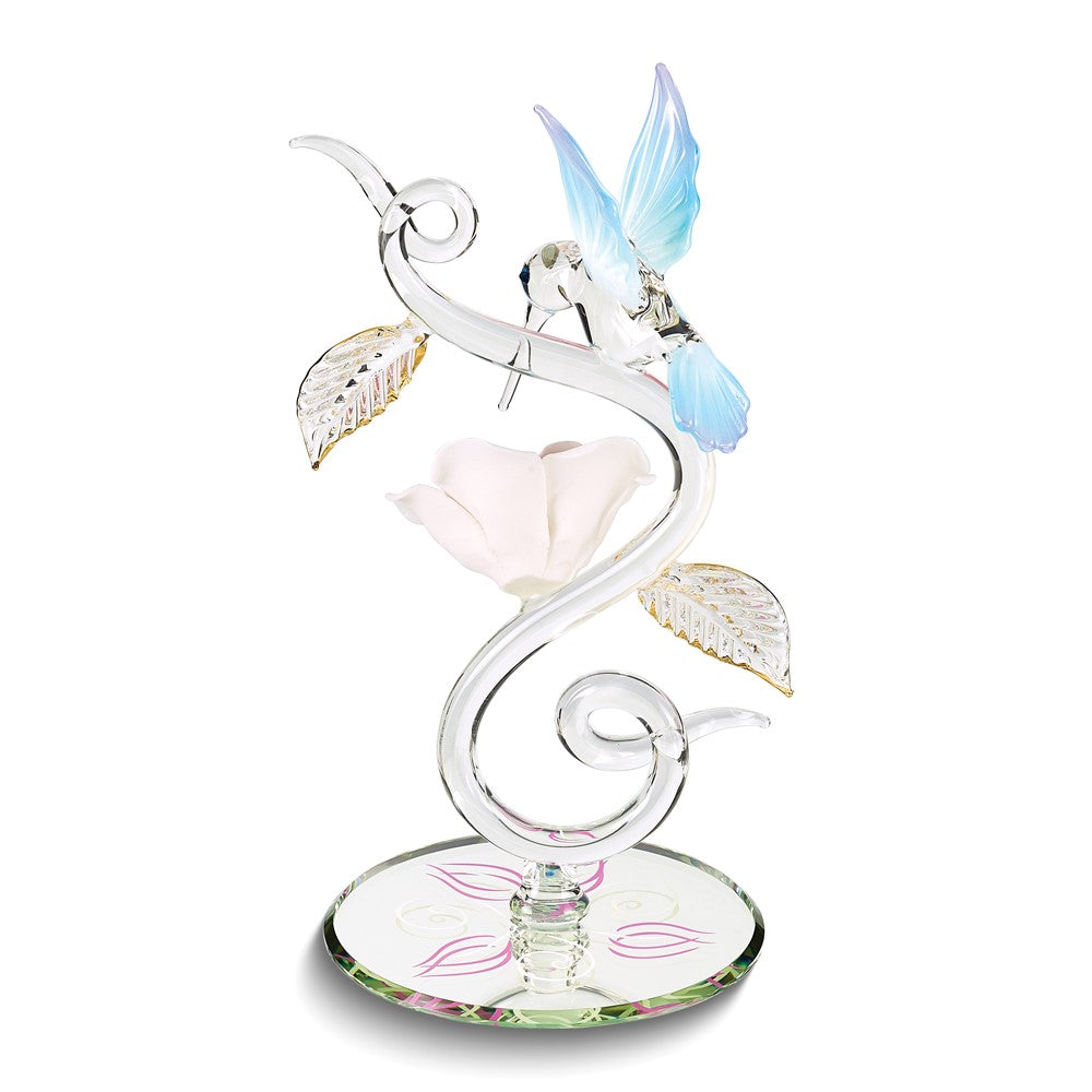 Glass Baron Hummingbird With Rose Vine