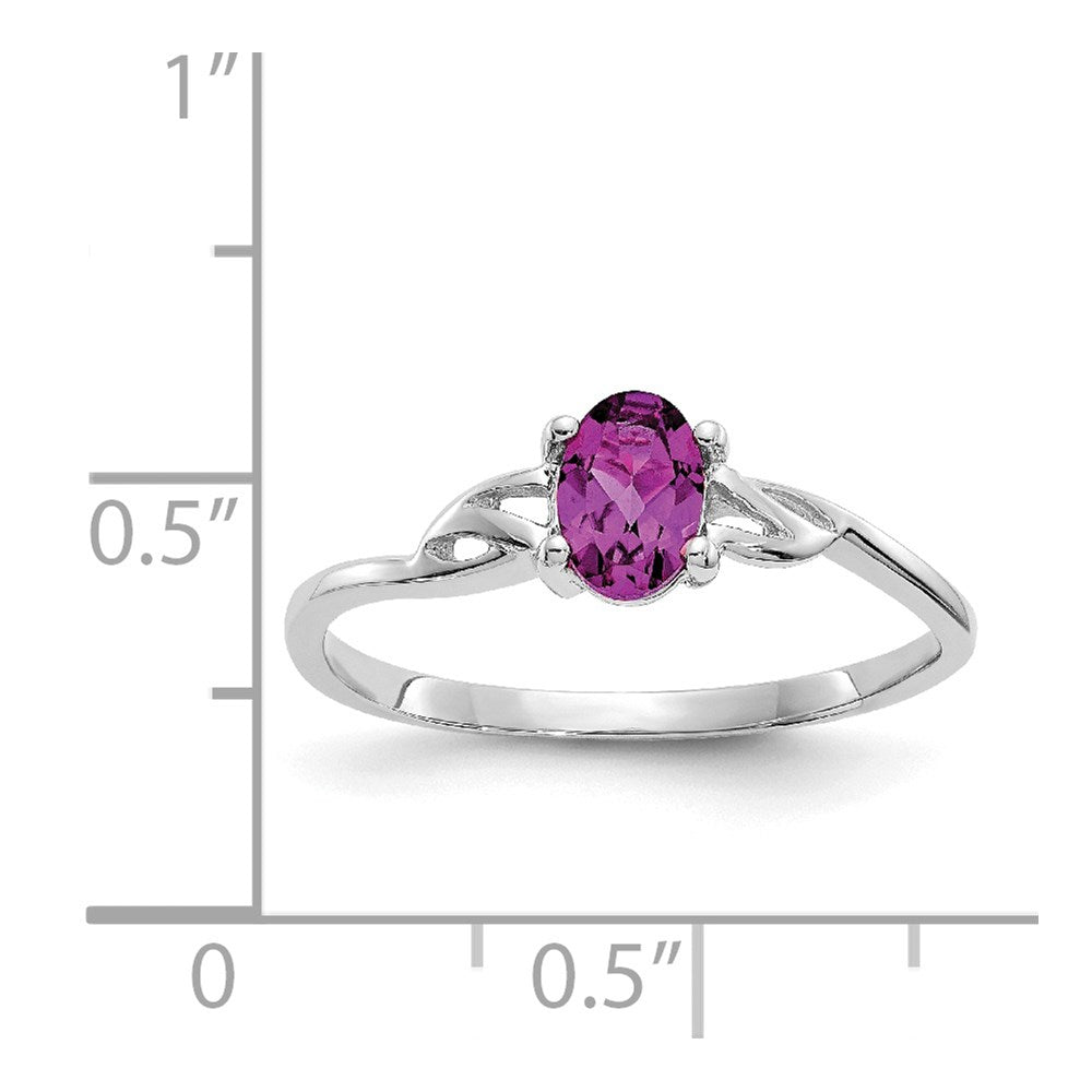10k White Gold Polished Genuine Rhodolite Garnet Birthstone Ring