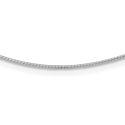 14K White Gold 1MM Round Detachable clasp Omega Necklace