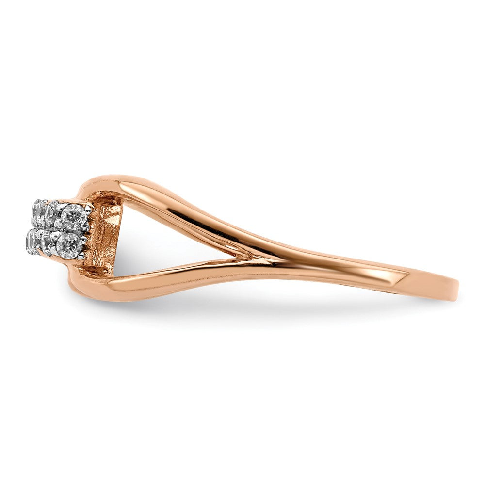 Sterling Silver Rose-tone Rectangular CZ Ring