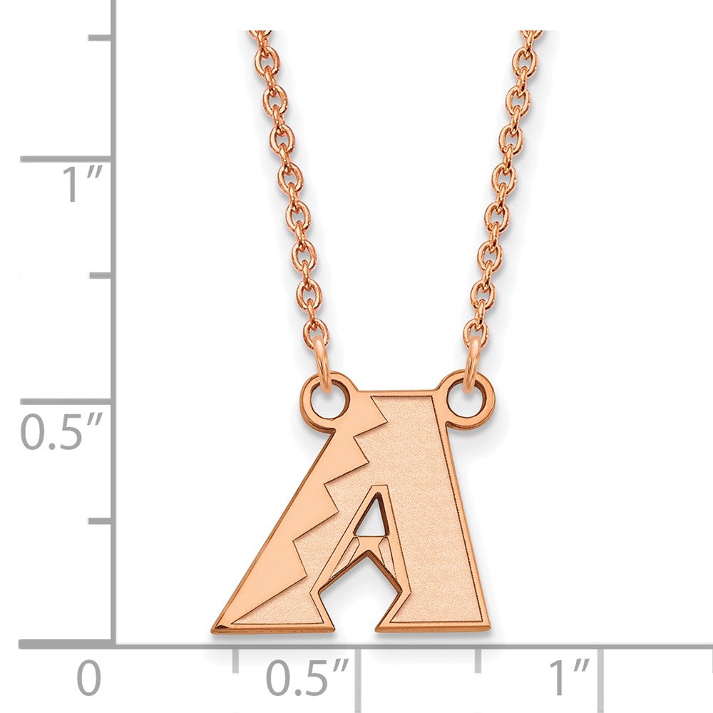 Sterling Silver Rose Gold-plated MLB LogoArt Arizona Diamondbacks Sm. Penda
