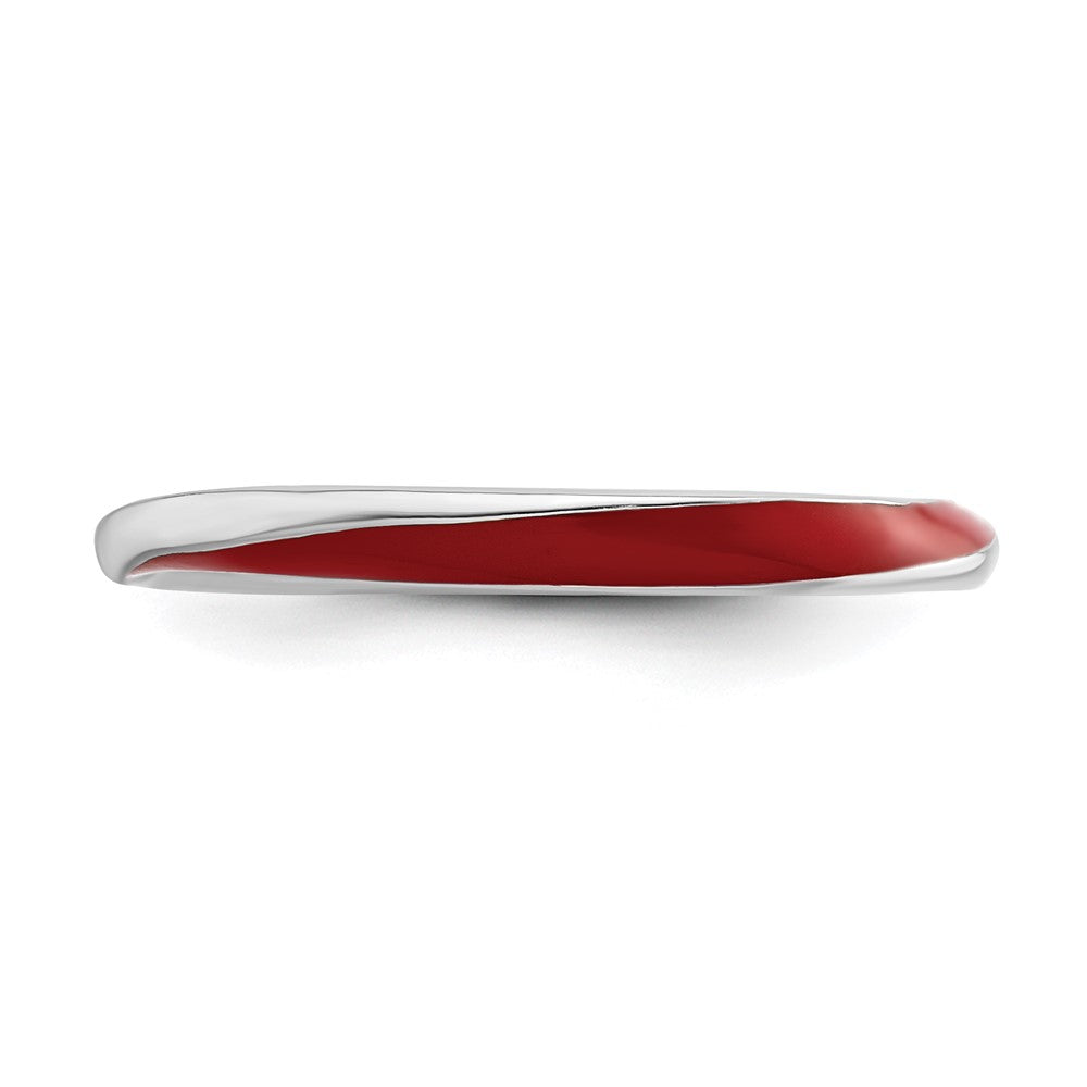 Sterling Silver Stackable Expressions Twisted Red Enameled Ring Size -10