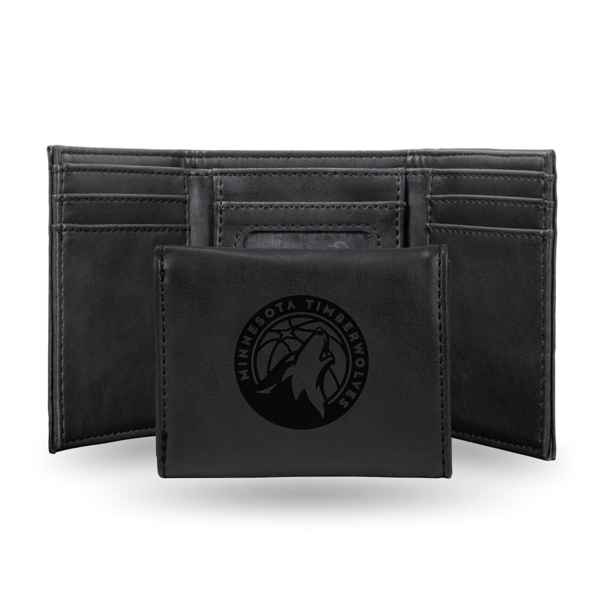 Basketball Rico Industries Minnesota Timber Black Laser Engraved Trifold Laser Engraved Tri-Fold Wallet - Men's Accessory