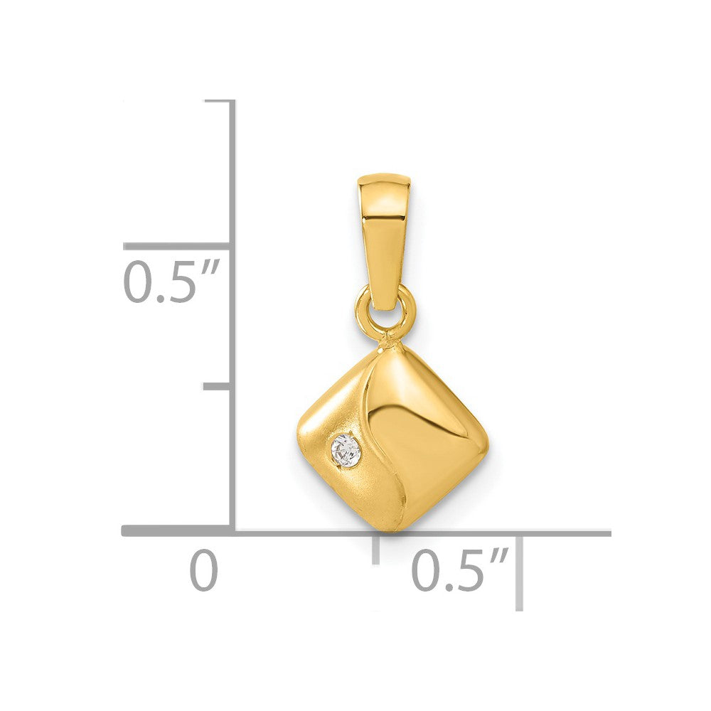 14ky Satin & Polished CZ Pendant