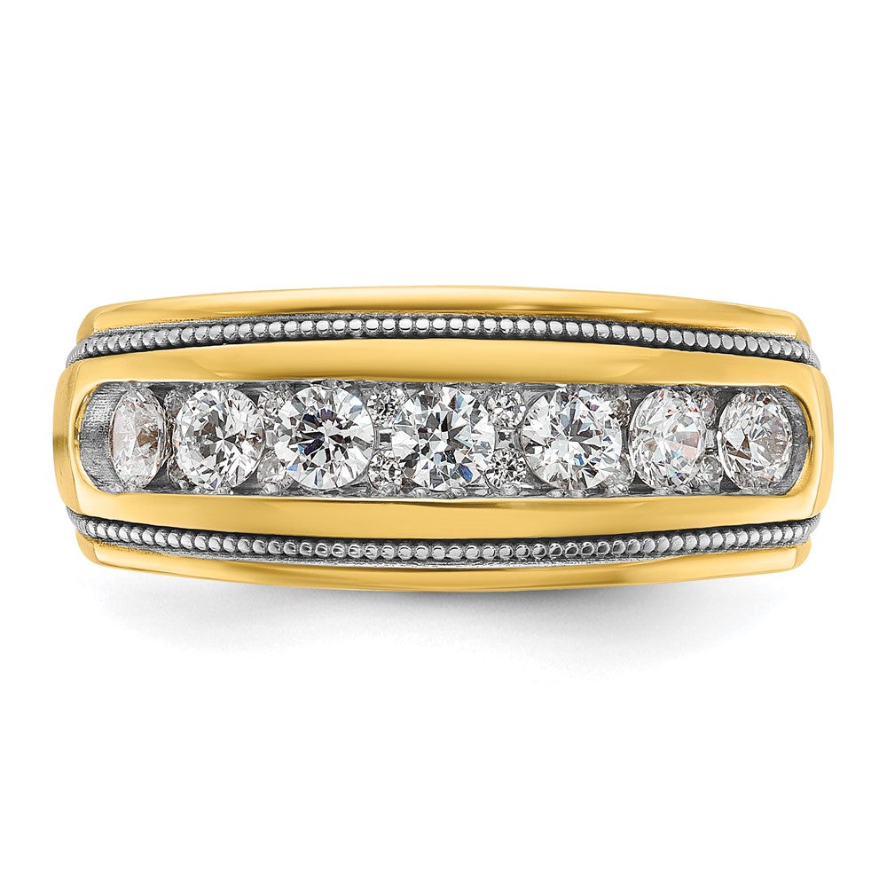 IBGoodman 14k with White Rhodium 1 1/5 carat Lab Grown Diamond VS/SI+ G+ Complete Polished and Milgrain Men's Ring