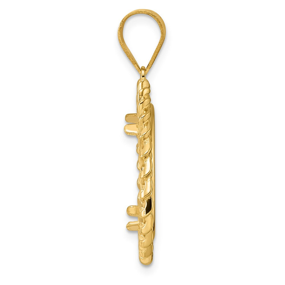 14k Polished Curb with 18.0mm Prong Coin Bezel Pendant