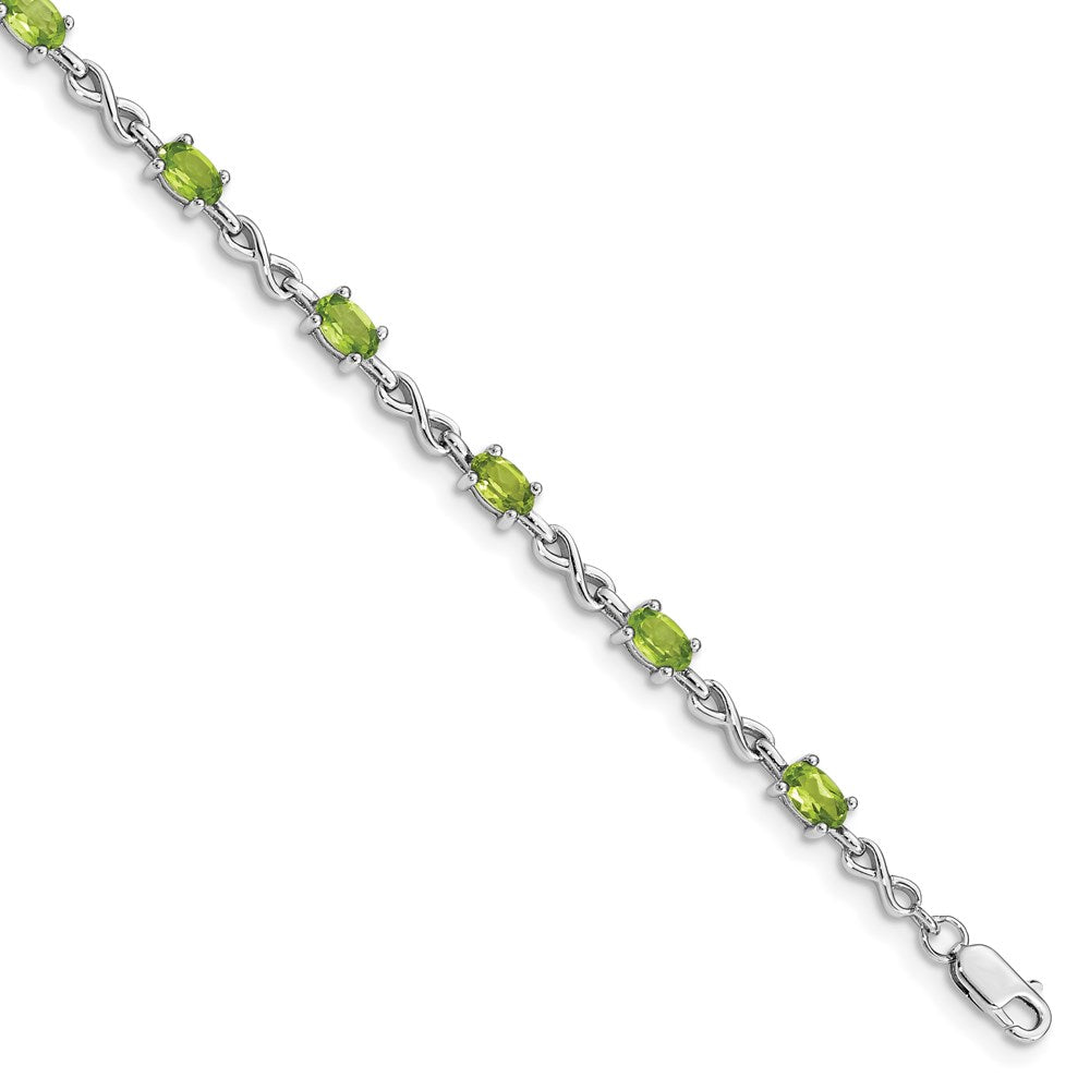 Sterling Silver Rhodium-plated Peridot Bracelet 7 inches