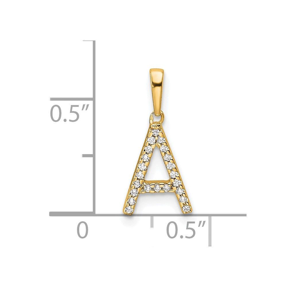 14K Diamond Letter A Initial Pendant