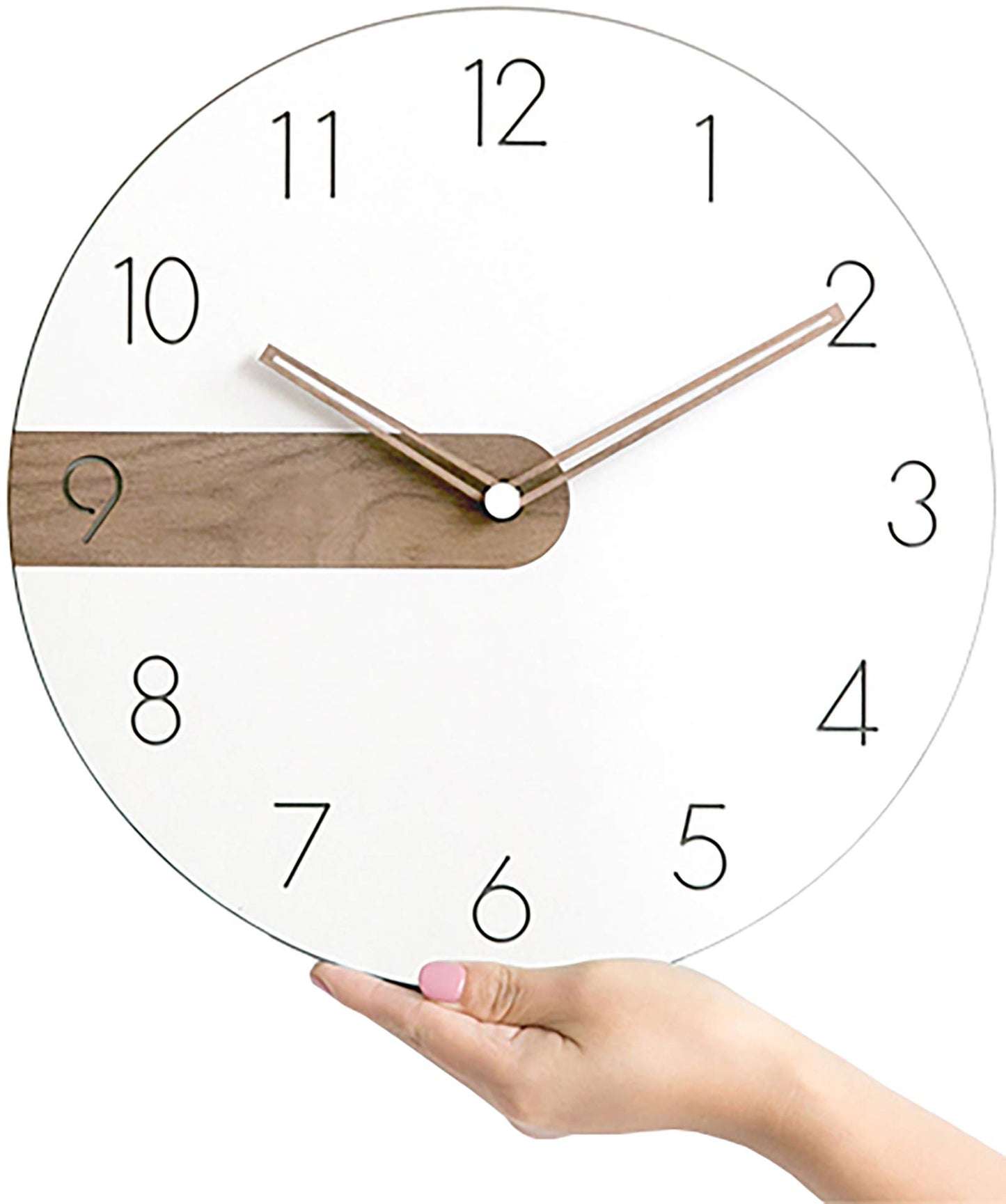 Stephanie Imports 11.4" Quartz Modern Minimalist Silent Wall Clock with Exposed Wood Design
