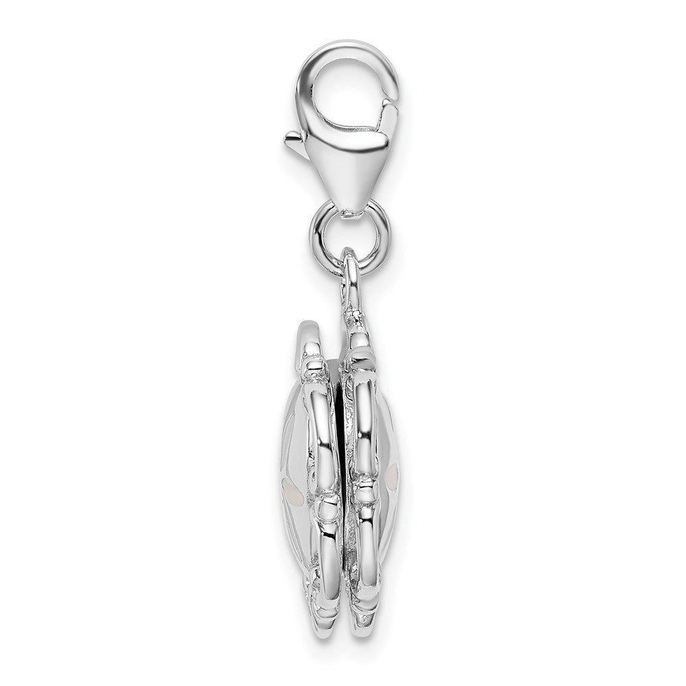 Amore La Vita Sterling Silver Rhodium-plated Polished 3-D Enameled Compact Charm with Fancy Lobster Clasp