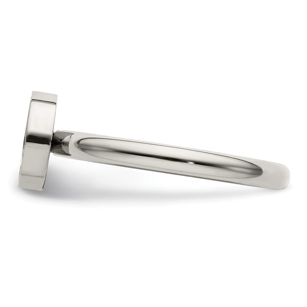 Stainless Steel Polished with CZ Circle Ring